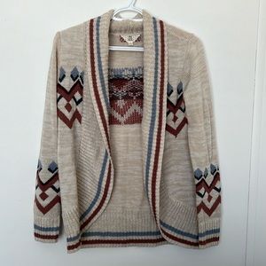 Geometric Print Knit Cardigan Small